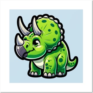cute triceratops Posters and Art